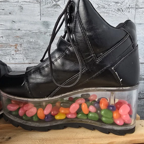 YRU Qloud 2091 High Platform Boots Black Clear Size 7 - Picture 9 of 12